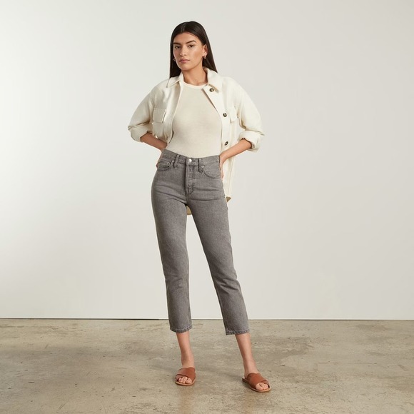 Everlane The '90s Cheeky High-Rise Button-Fly Cropped Denim Jeans Acid Grey 25 - Picture 3 of 15
